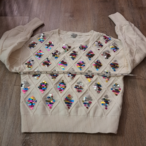 Habitual Sequin Embellished Cream Cable Knit Kid's Sweater Girl's Size 12 - Picture 1 of 10
